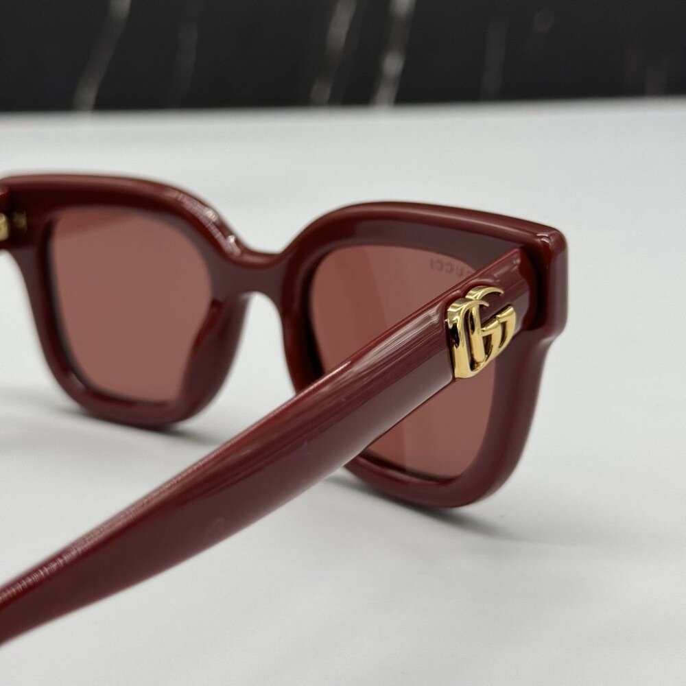 NEW GG1828S 003 GUCCI SUNGLASSES SHINY SOLID BURGUNDY WOMEN EYEWEAR GUCCI - Picture 8 of 12